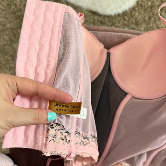 y2k coquette girly grunge pink and black lace corset bustier top - Picture 6 of 6